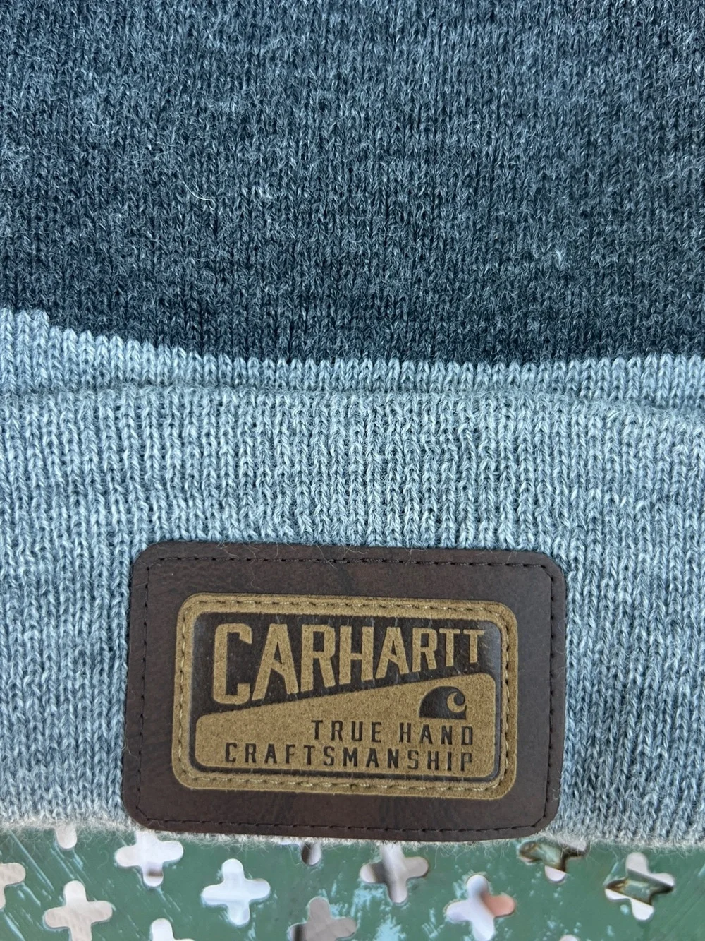 Carhartt Pom Pom Beanie Gray Knit Hat Winter Cuffed Logo Cap Unisex